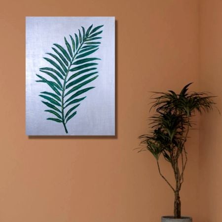 The Calm Leaf Canvas Painting by Artist Rutuja Pawar 24 x 18 Inch